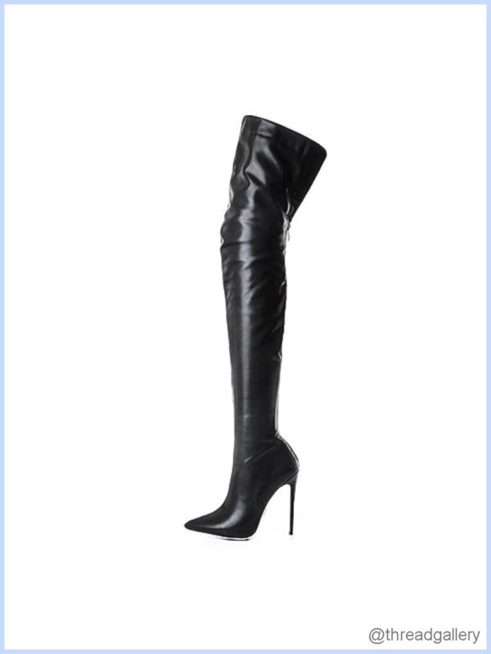 Faux Leather Over The Knee Pointed Toe High Heel Boots